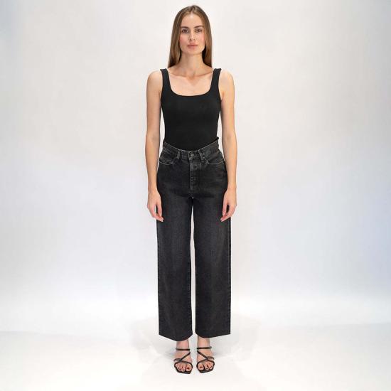  타나카 데님 팬츠 스트레이트 진 팬츠 블랙 셀비지 - TANAKA