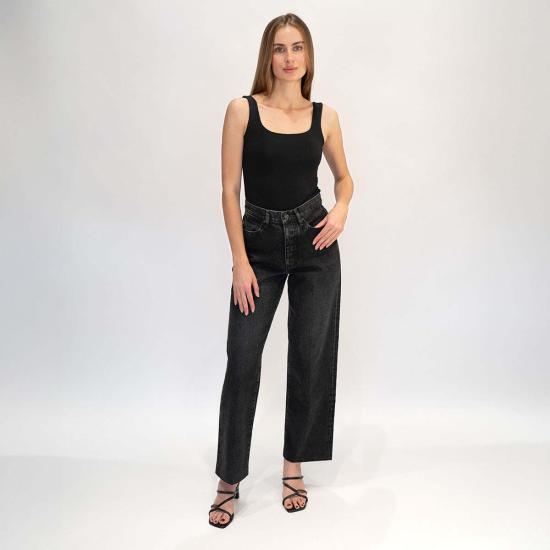  타나카 데님 팬츠 스트레이트 진 팬츠 블랙 셀비지