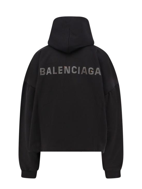  발렌시아가 스웨터 백 스트라스 후드티 블랙 - BALENCIAGA