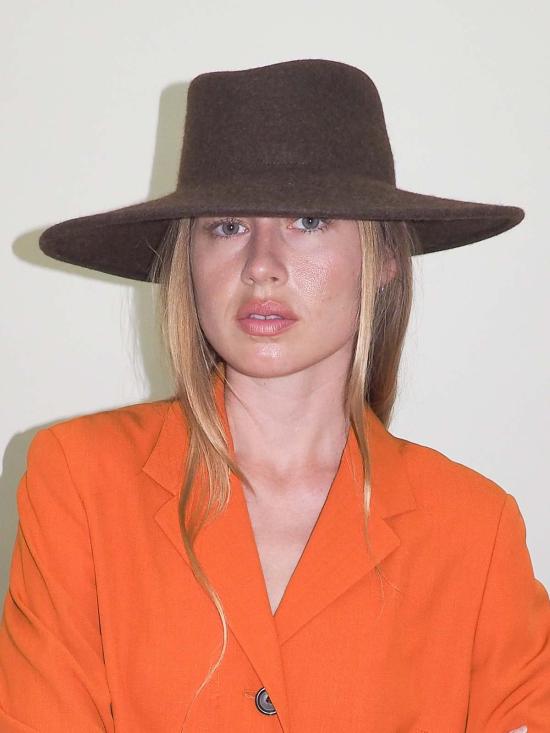  클라이드 모자 다이 , 브라운 멜란지 울 소재 - CLYDE