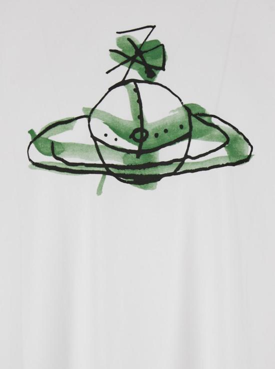  비비안웨스트우드 반팔 티셔츠 비비안 웨스트우드 크루넥 오브 프린트 티셔츠 화이트 - VIVIENNE WESTWOOD