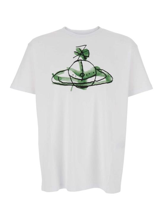  비비안웨스트우드 반팔 티셔츠 비비안 웨스트우드 크루넥 오브 프린트 티셔츠 화이트