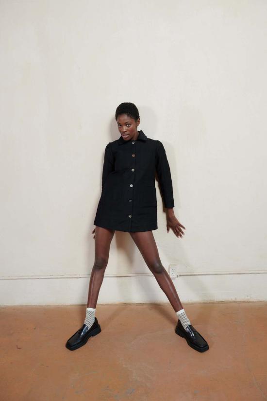  마리아 스탠리 패딩 쇼트 콘래드 카 코트 느와르