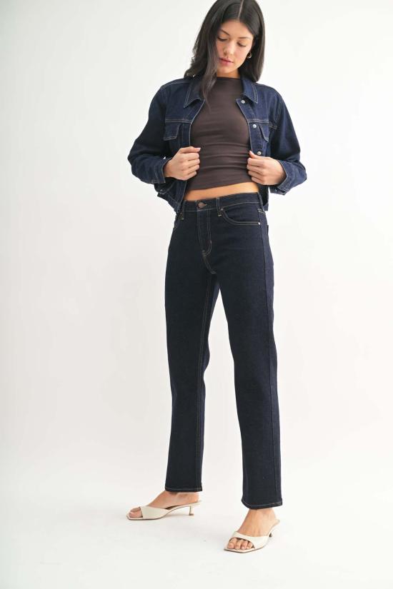  저스트 블랙 데님 데님 팬츠 미드라이즈 스트레이트 진 라이트 데님 - JUST BLACK DENIM