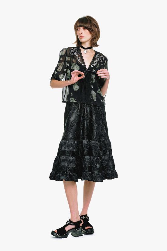  안나 수이 자켓 안나수이 릴리 앤 로즈 시폰 콤보 자수 침대 재킷 - ANNA SUI