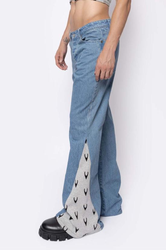  팡 뉴욕 데님 팬츠 팡 자카드 니트/데님 믹스 미디어 팡 진 데님/그레이 - FANG NYC