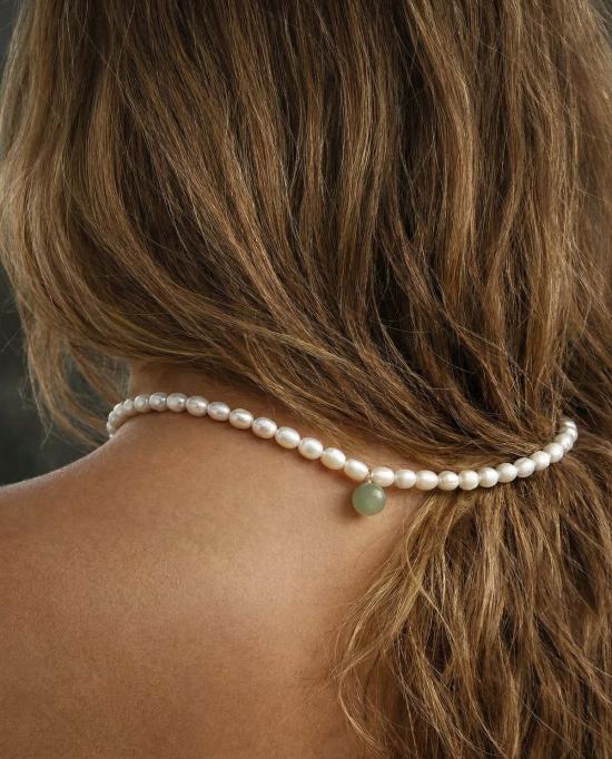  세레 목걸이/팬던트 세리 벨 펄 앤 제이드 초커 그린 - SEREE