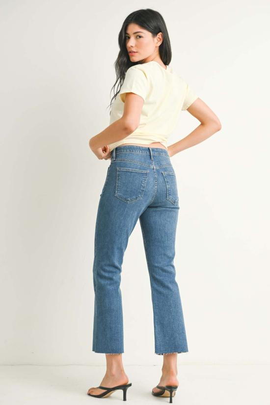  저스트 블랙 데님 데님 팬츠 패치 포켓 크롭 플레어 미디엄 데님 - JUST BLACK DENIM