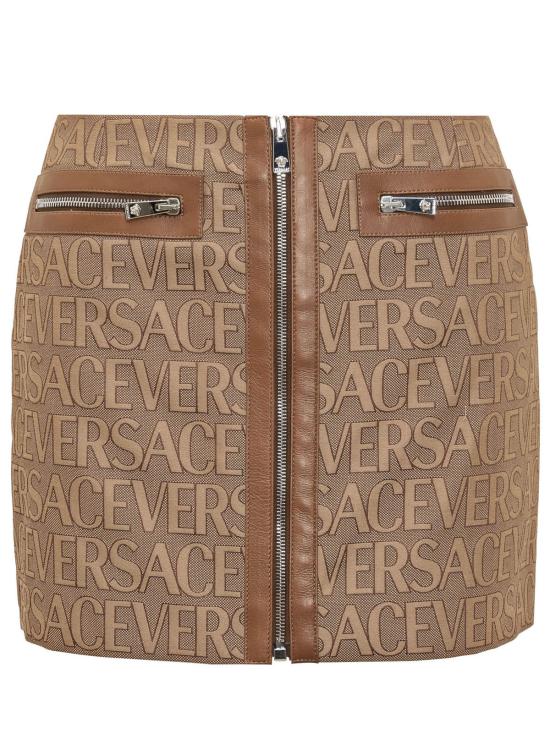  베르사체 숏 스커트 자카드 미니 스커트 브라운/베이지