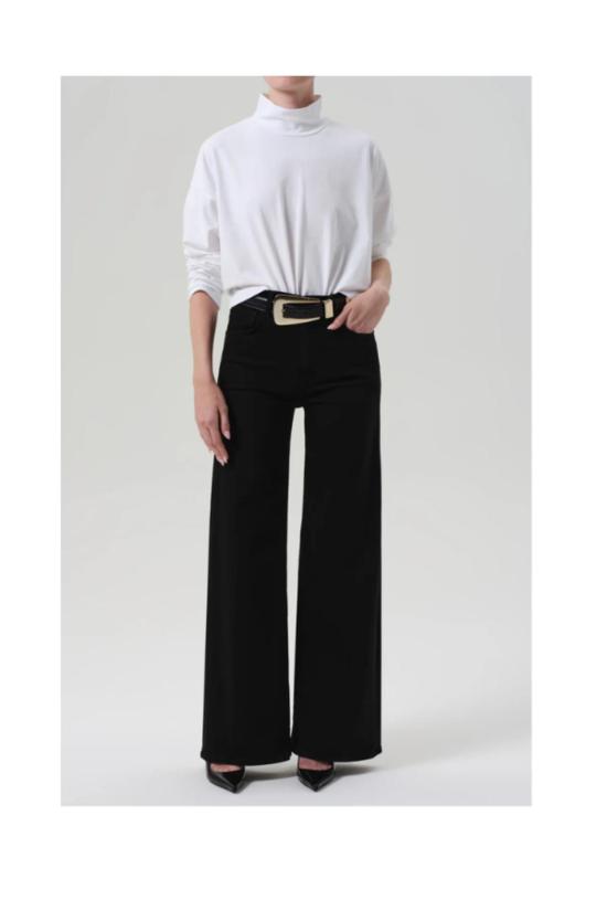  시티즌 오브 휴머니티 데님 팬츠 라이라 롱 와이드 레그 진 플러시 블랙 - CITIZEN OF HUMANITY