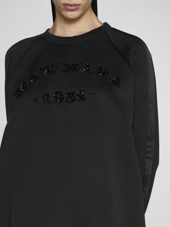  막스마라 스웨터 막스 마라 브라토 로고 코튼블렌드 스웨트셔츠 블랙 - MAX MARA