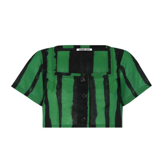  모즈 모즈 민소매 티셔츠 Mozh Mozh Jun 탑 그린 스트라이프