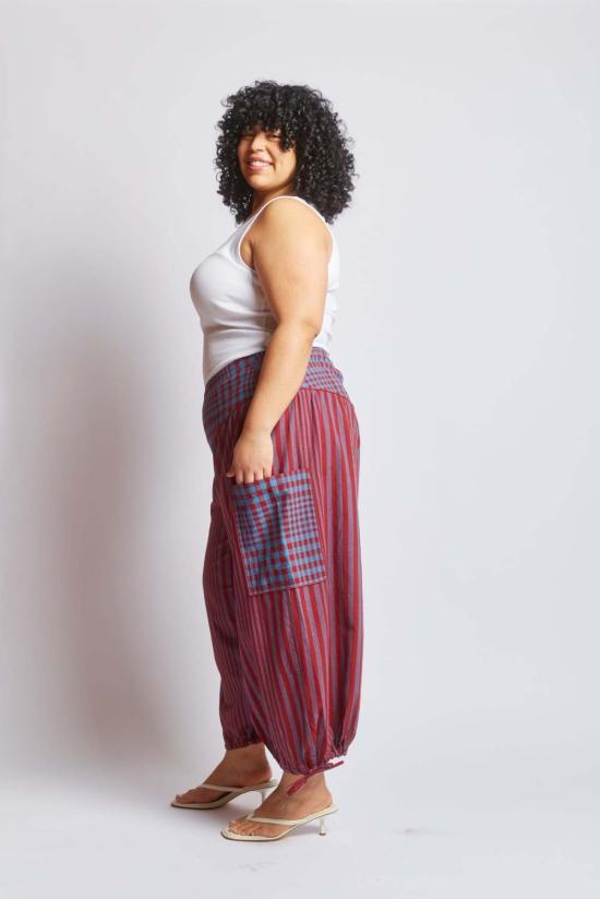  RUJUTA SHETH 스트레이트 팬츠 루주타 셰스 베라  비콘 스트라이프 X 체스 - OTHER BRANDS