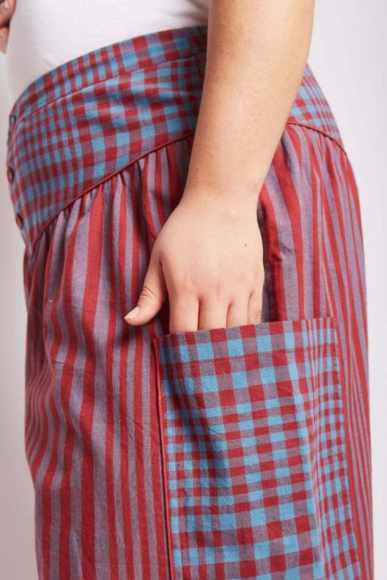  RUJUTA SHETH 스트레이트 팬츠 루주타 셰스 베라  비콘 스트라이프 X 체스 - OTHER BRANDS