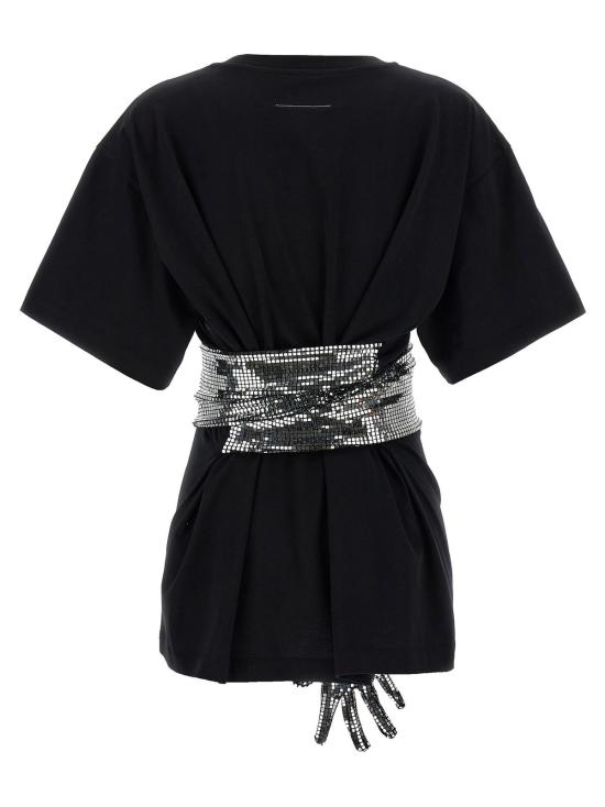  MM6 메종마르지엘라 반팔 티셔츠 Mm6 메종 마르지엘라 장갑 크루넥 티셔츠 블랙 - MM6 MAISON MARGIELA