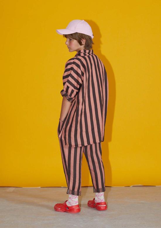  [키즈] 위켄드 하우스 키즈 티셔츠 키즈  스트라이프 린넨 티셔츠 브라운/핑크 스트라이프 - WEEKEND HOUSE KIDS