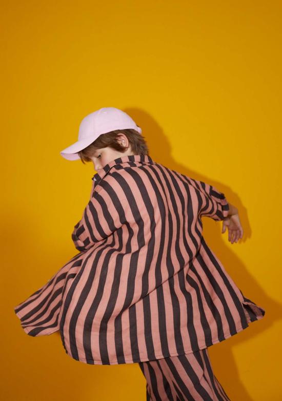  [키즈] 위켄드 하우스 키즈 티셔츠 키즈  스트라이프 린넨 티셔츠 브라운/핑크 스트라이프 - WEEKEND HOUSE KIDS