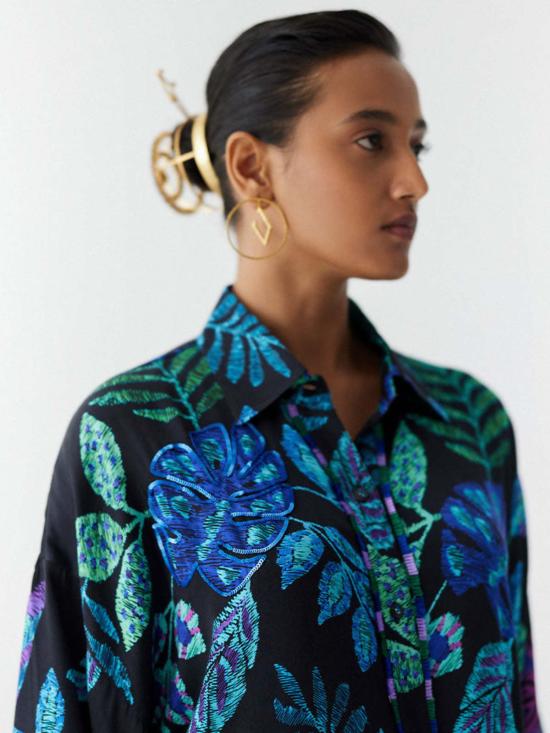  IKKIVI 스트레이트 팬츠 이키비 블랙 정글 셔츠 & 팬츠 세트 블랙 - OTHER BRANDS