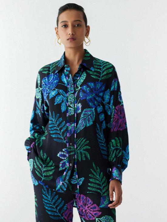  IKKIVI 스트레이트 팬츠 이키비 블랙 정글 셔츠 & 팬츠 세트 블랙 - OTHER BRANDS