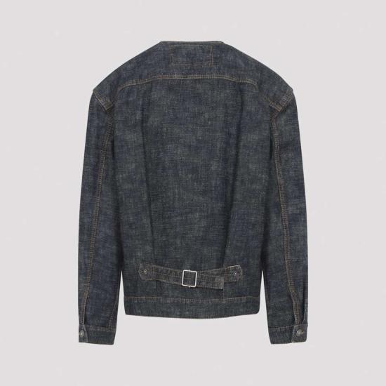  랑방 데님 자켓 칼라리스 재킷 네이비 블루 - LANVIN