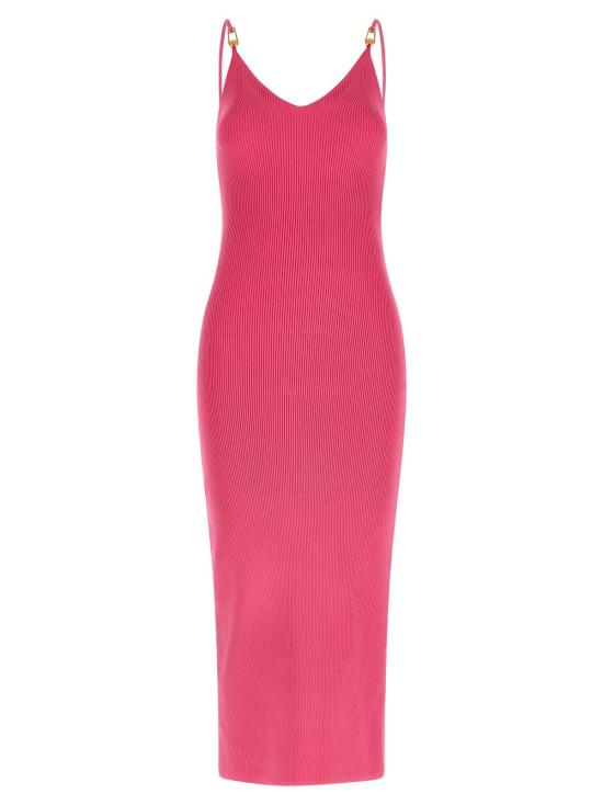  베르사체 미디 원피스 니트 드레스 푸시아