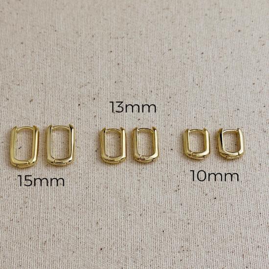  골드파이 이어링 골드 피 18k 골드 필드 직사각형 후프 귀걸이: 10mm 귀걸이 - GOLDFI