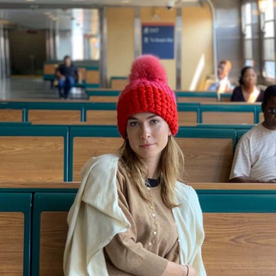  미샤램퍼트 모자 미샤 램퍼트 캔디 | 토마토 컬러 블록 비니 + 토마토 XL 폼폼 - MISCHA LAMPERT