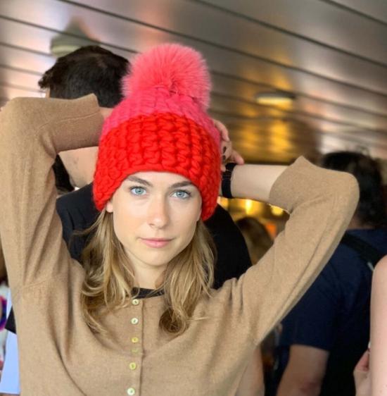  Mischa Lampert 모자 미샤 램퍼트 캔디 | 토마토 컬러 블록 비니 + 토마토 XL 폼폼 - OTHER BRANDS