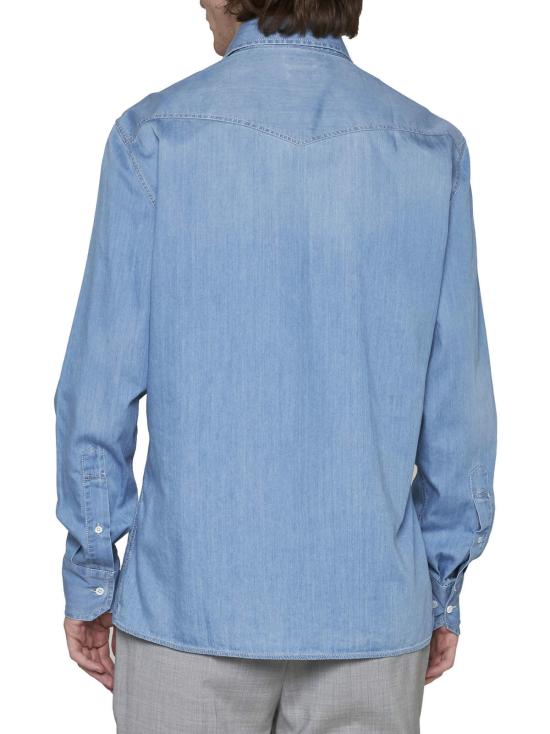  브루넬로 쿠치넬리 데님 셔츠 클래식 셔츠 블루 - BRUNELLO CUCINELLI