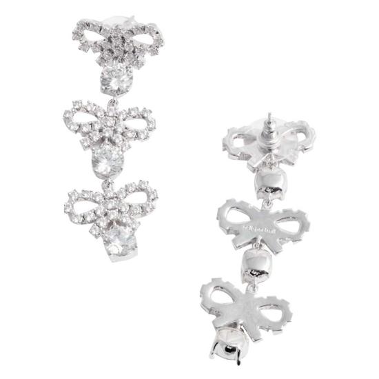  셀프 포트레이트 이어링 마이크로 보우 크리스탈 티어드  실버 - SELF PORTRAIT