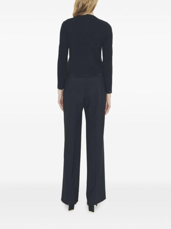  토리버치 스웨터 토리 버치 장식 트림 앞주머니 라운드넥 긴팔  블랙 - TORY BURCH