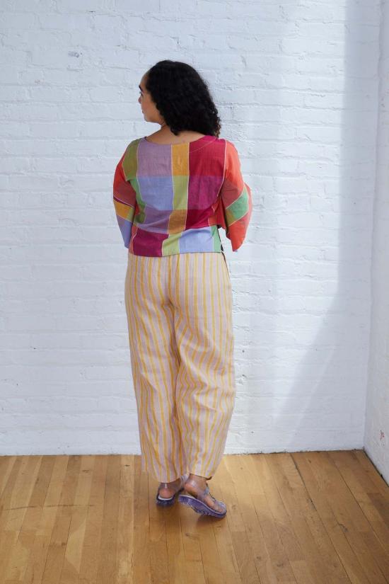  RUJUTA SHETH 크롭 팬츠 루주타 셰스 루 팬츠 선레이 스트라이프 - OTHER BRANDS