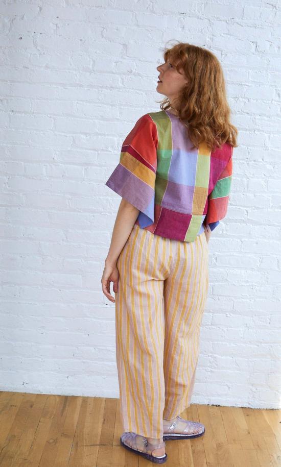  RUJUTA SHETH 크롭 팬츠 루주타 셰스 루 팬츠 선레이 스트라이프 - OTHER BRANDS