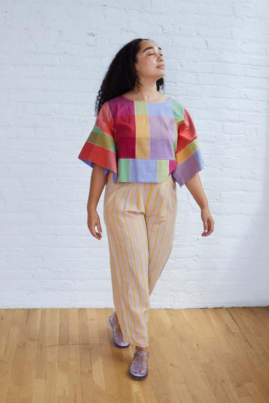  RUJUTA SHETH 크롭 팬츠 루주타 셰스 루 팬츠 선레이 스트라이프 - OTHER BRANDS