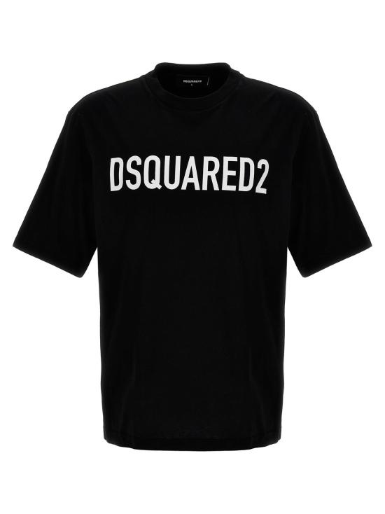  디스퀘어드2 반팔 티셔츠 Dsquared2 로고 프린트 티셔츠 화이트/블랙