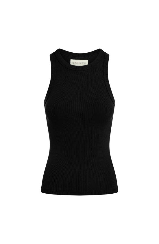  더 스탠다드 스티치 민소매 티셔츠 스탠다드 스티치 골지 레이서 탱크탑 블랙 - THE STANDARD STITCH