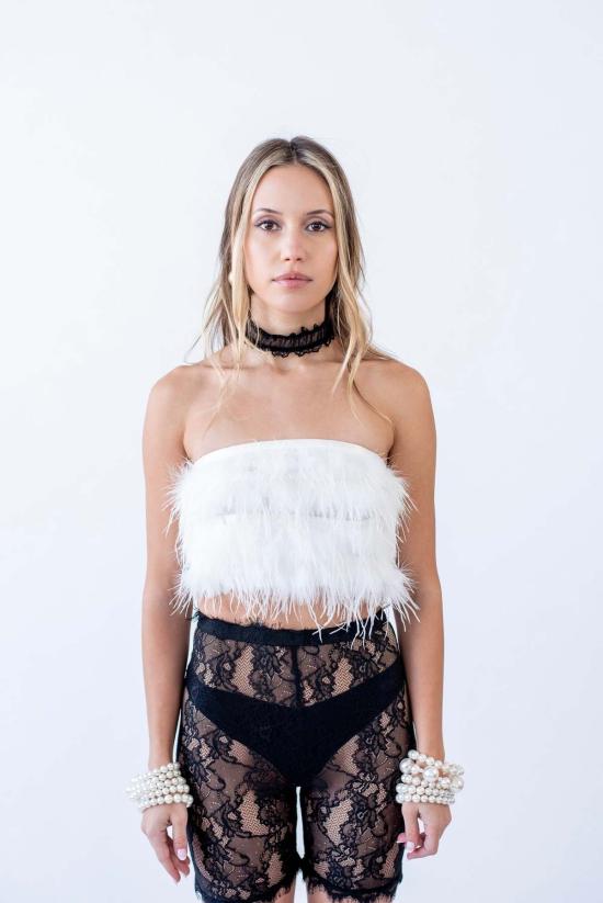  베버리힐즈 란제리 민소매 티셔츠 베벌리 힐스 란제리 헤라 탑 블랙/화이트