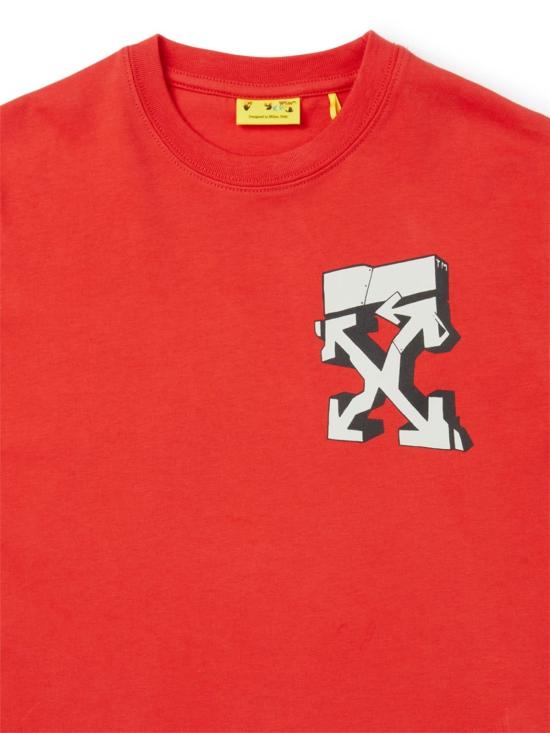  [키즈] 오프화이트 탑 어린이용  그래피티 로고 티셔츠 (빨간색) - OFF WHITE