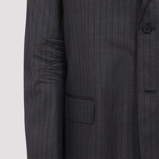  발렌시아가 수트 자켓 울 블레이저 그레이 레드 - BALENCIAGA