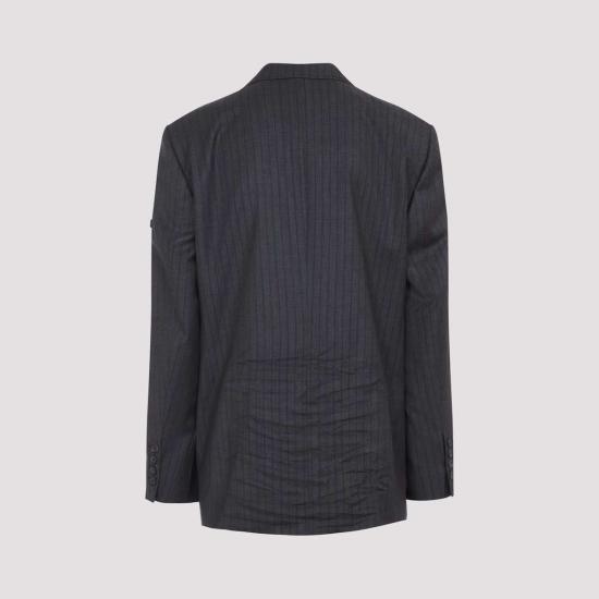  발렌시아가 수트 자켓 울 블레이저 그레이 레드 - BALENCIAGA