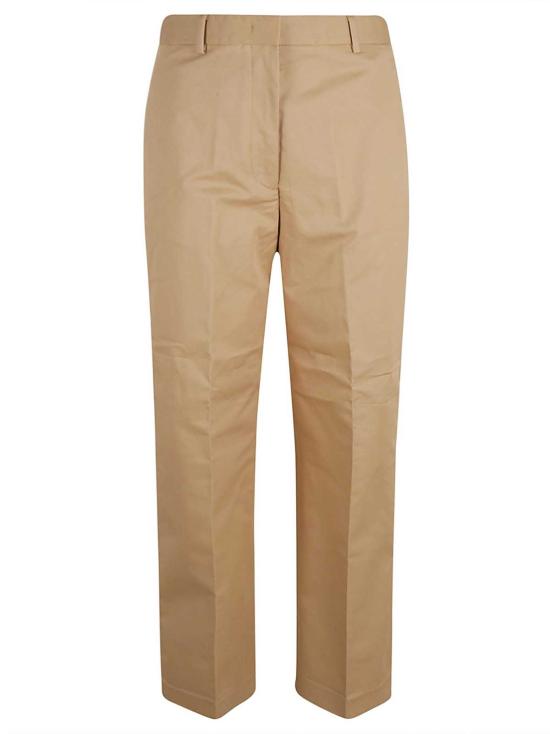  파비아나 필리피 스트레이트 팬츠 코튼 개버딘 와이드 레그 팬츠 브라운