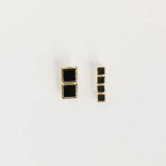  헤븐 메이헴 이어링 아처 드롭  골드/블랙