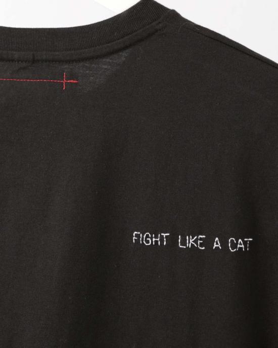  Cats with a Heart 반팔 티셔츠 하트를 가진 고양이 아미가 자수 티셔츠 블랙 - OTHER BRANDS