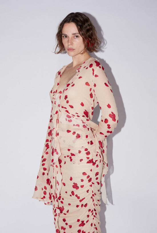  샘디 롱 스커트 사엠디 쉬폰 스커트 누드/로즈 - SAEMDI