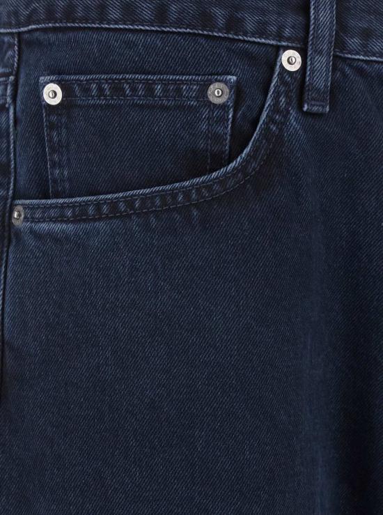  선플라워 데님 팬츠 벨트 고리와 뒷면에 로고 패치가 있는  블루 진 - SUNFLOWER