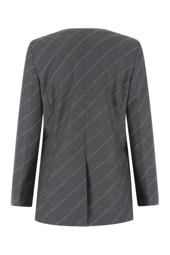  스텔라 맥카트니 수트 자켓 스텔라 매카트니 로고 프린트 스트라이프 블레이저 그레이 - STELLA MCCARTNEY