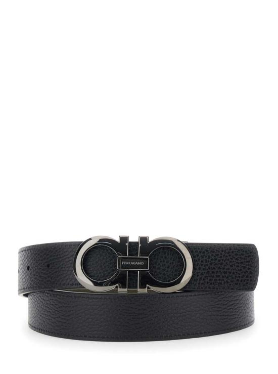  살바토레 페라가모 가죽 벨트 페라가모 리버서블 간치니 버클 그레인드 가죽  블랙 - SALVATORE FERRAGAMO