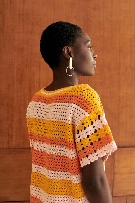  지지 니트웨어 반팔 티셔츠 플라워 코튼 티셔츠 - GIGI KNITWEAR