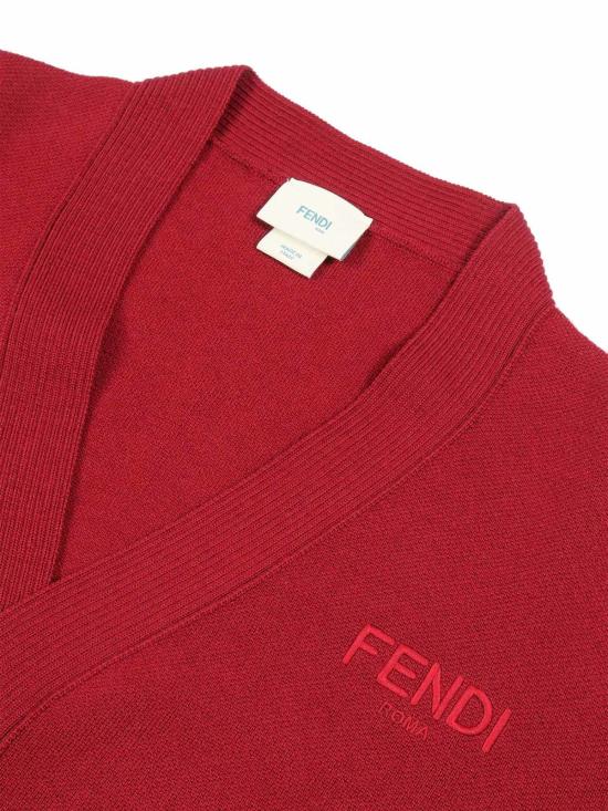  [키즈] 펜디 풀오버 키즈 울 니트 가디건 레드 - FENDI