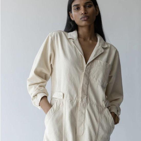  샤이나 모트 점프수트 페인터 커버올 내추럴/프렌치 블루